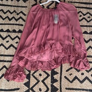 J. Crew Mauve Ruffled Blouse